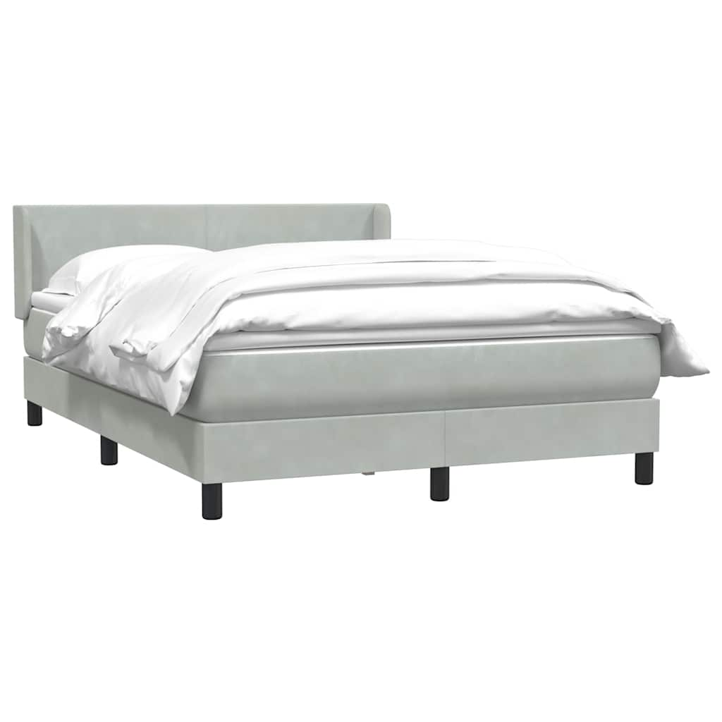 vidaXL Cama box spring con colchón terciopelo gris claro 140x220 cm