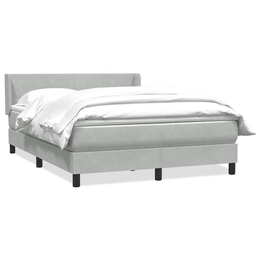 vidaXL Cama box spring con colchón terciopelo gris claro 140x220 cm