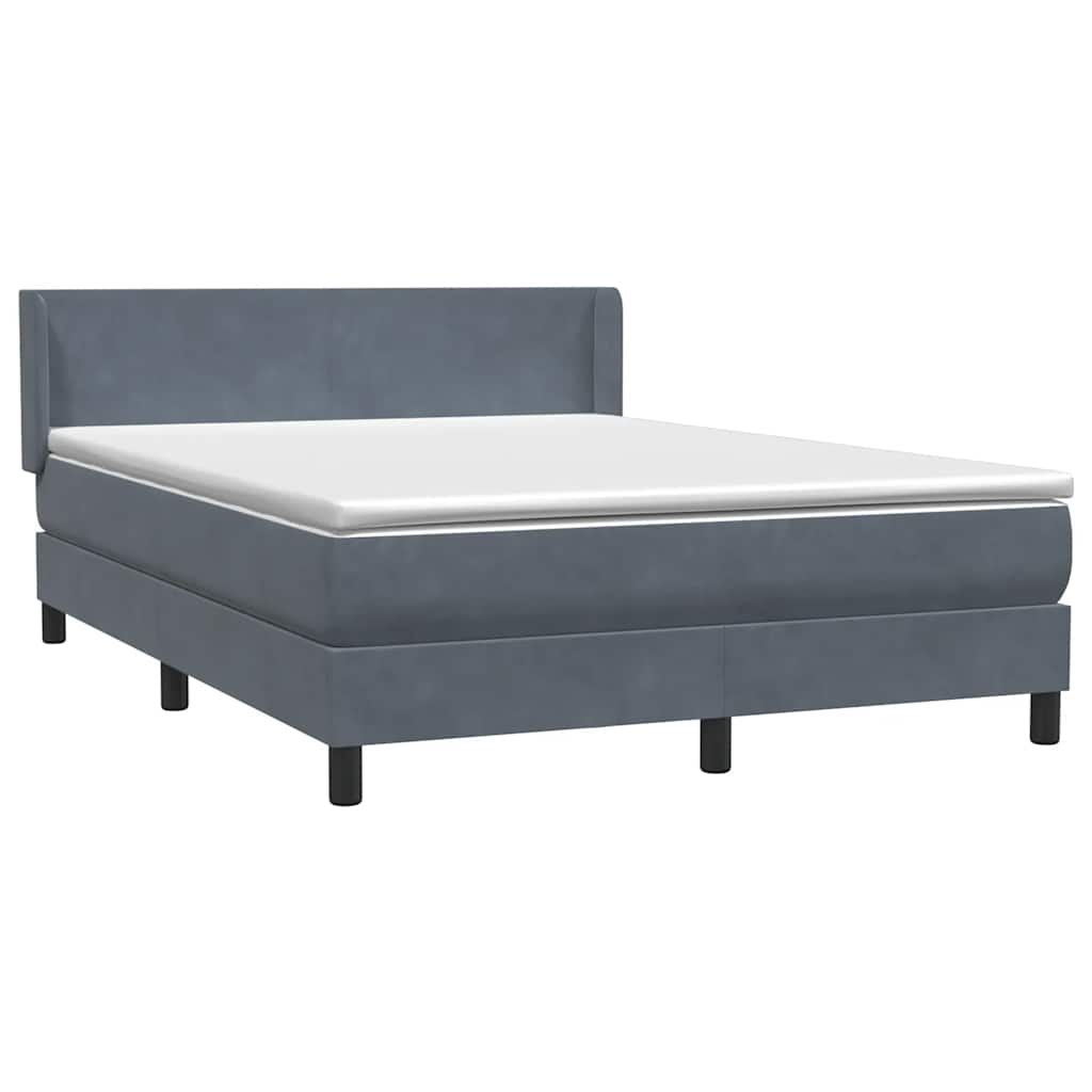 vidaXL Cama box spring con colchón terciopelo gris oscuro 140x220 cm