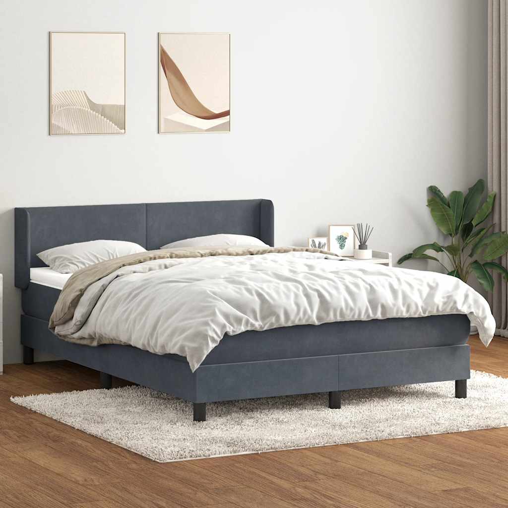 vidaXL Cama box spring con colchón terciopelo gris oscuro 140x220 cm