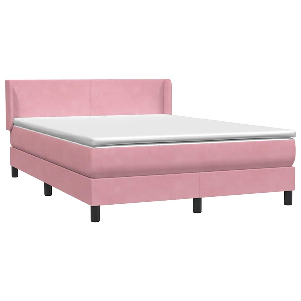 vidaXL Cama box spring con colchón terciopelo rosa 140x220 cm