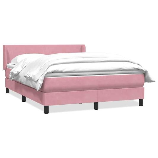 vidaXL Cama box spring con colchón terciopelo rosa 140x220 cm