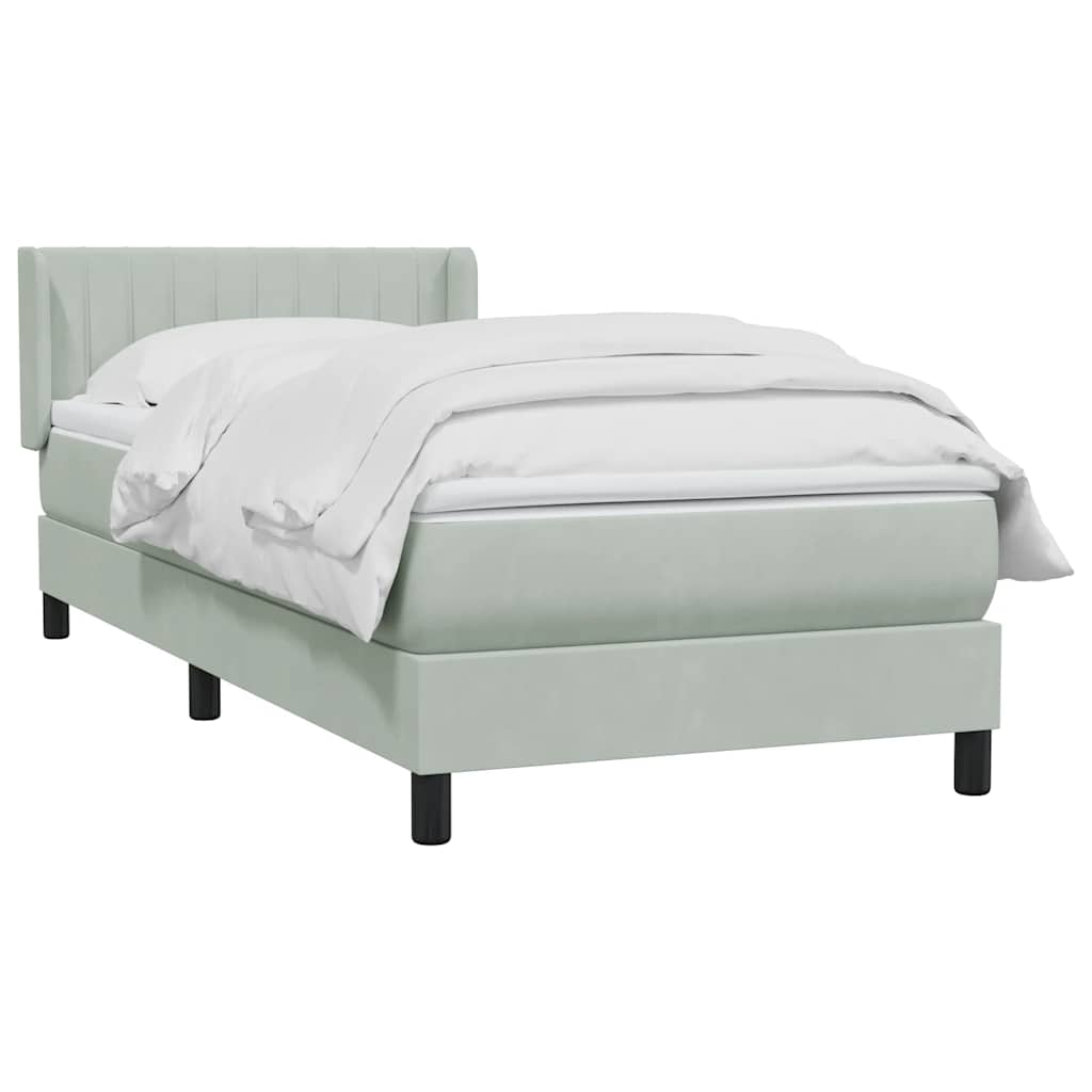 vidaXL Cama box spring con colchón terciopelo gris claro 90x220 cm