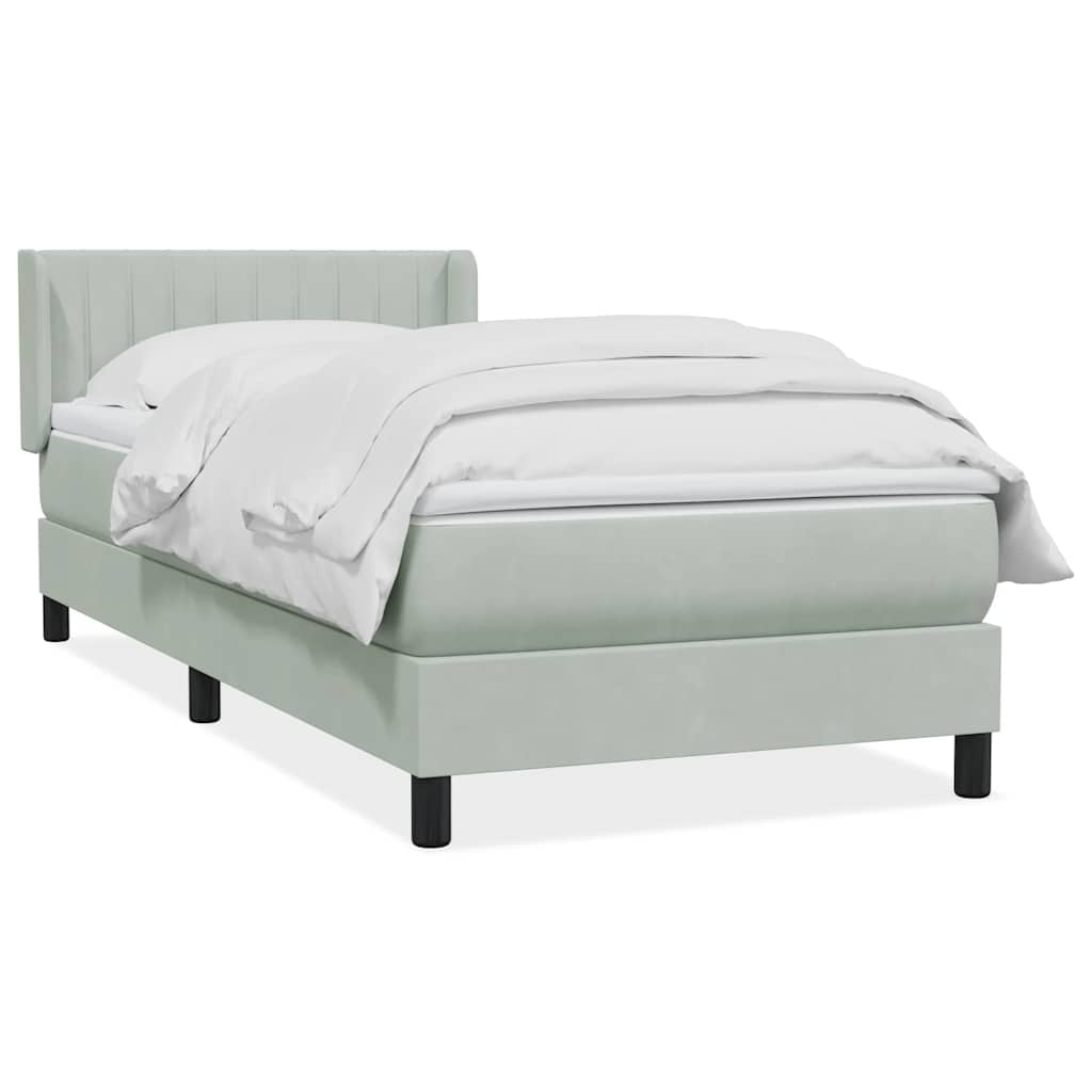 vidaXL Cama box spring con colchón terciopelo gris claro 90x220 cm