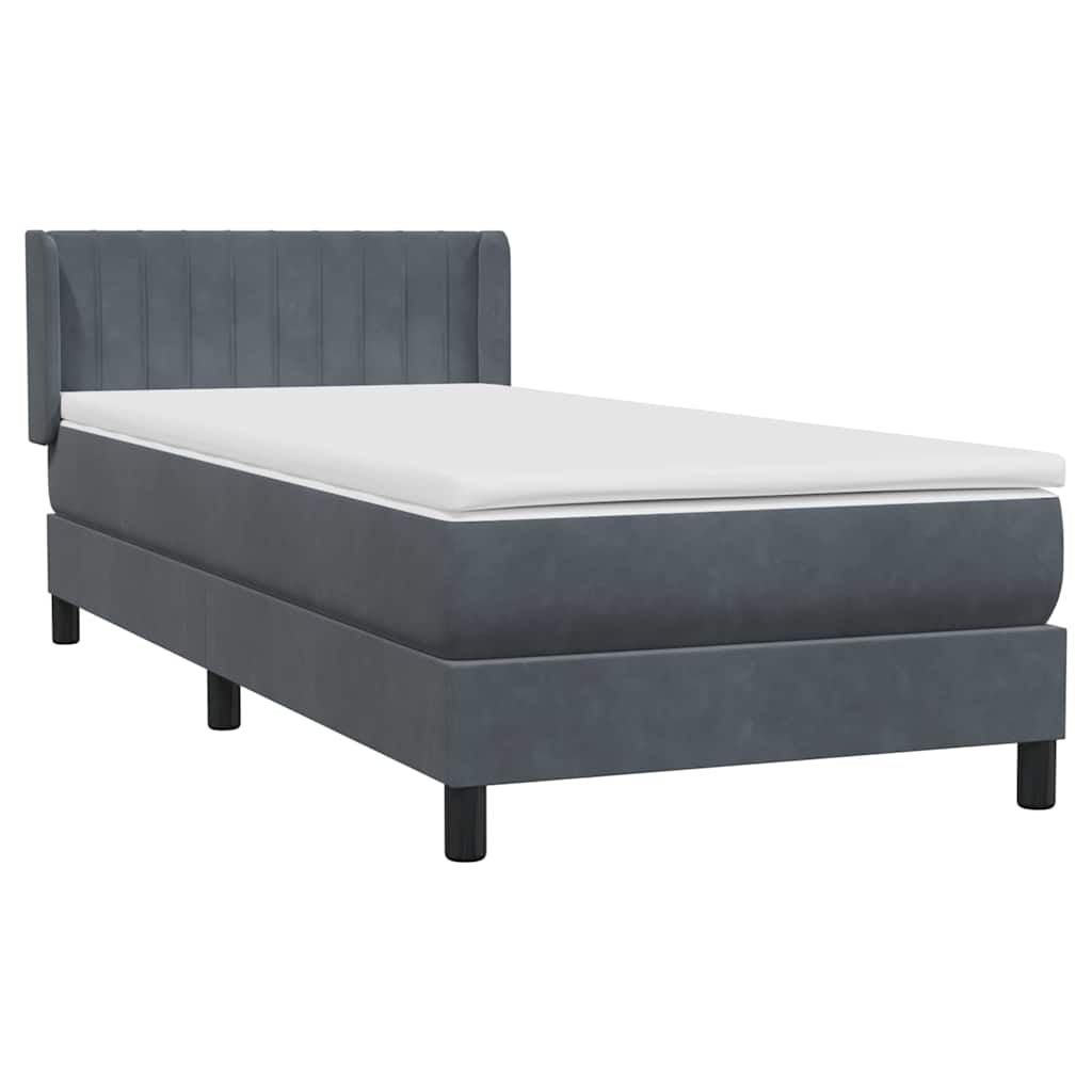 vidaXL Cama box spring con colchón terciopelo gris oscuro 90x220 cm