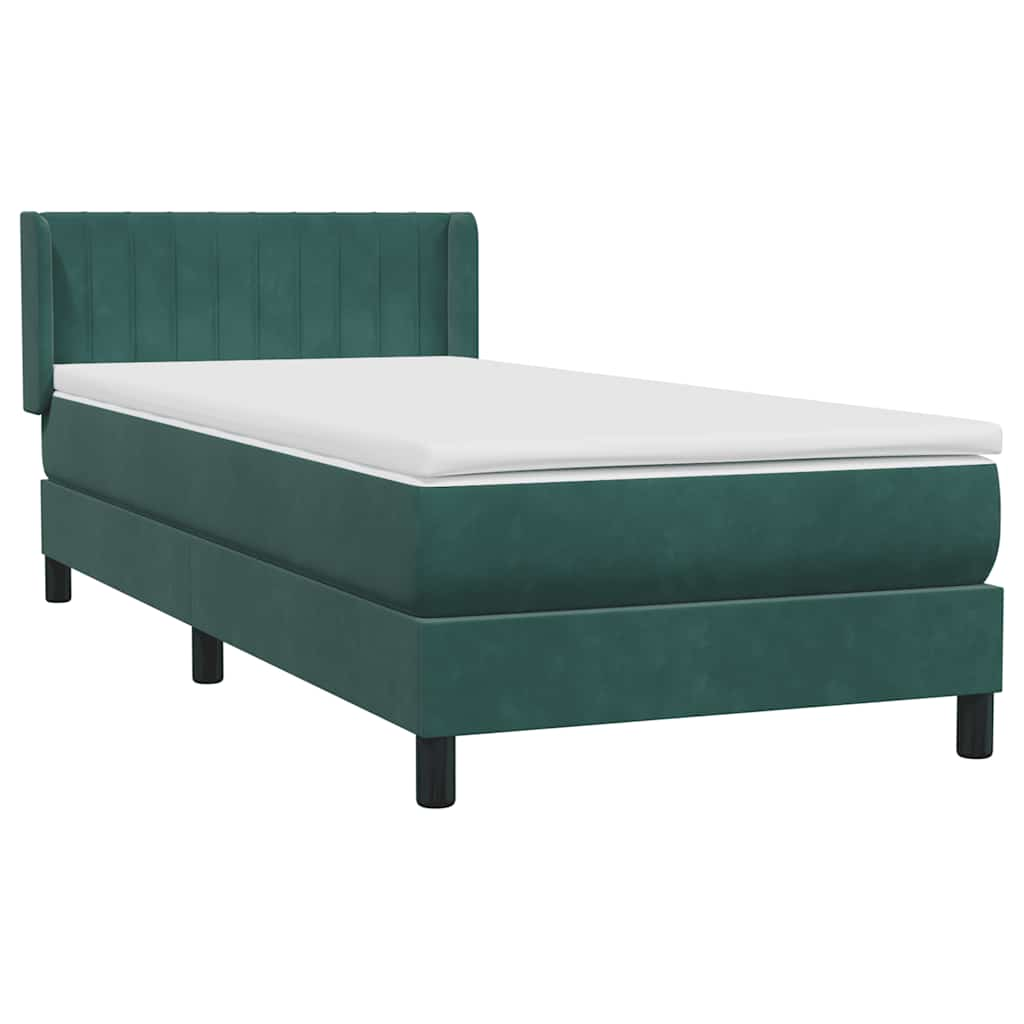 vidaXL Cama box spring con colchón terciopelo verde oscuro 90x220 cm