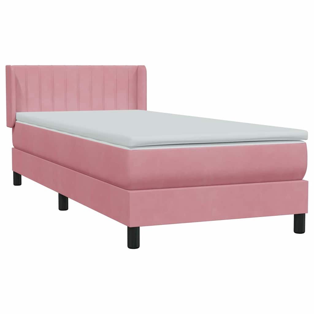 vidaXL Cama box spring con colchón terciopelo rosa 90x220 cm