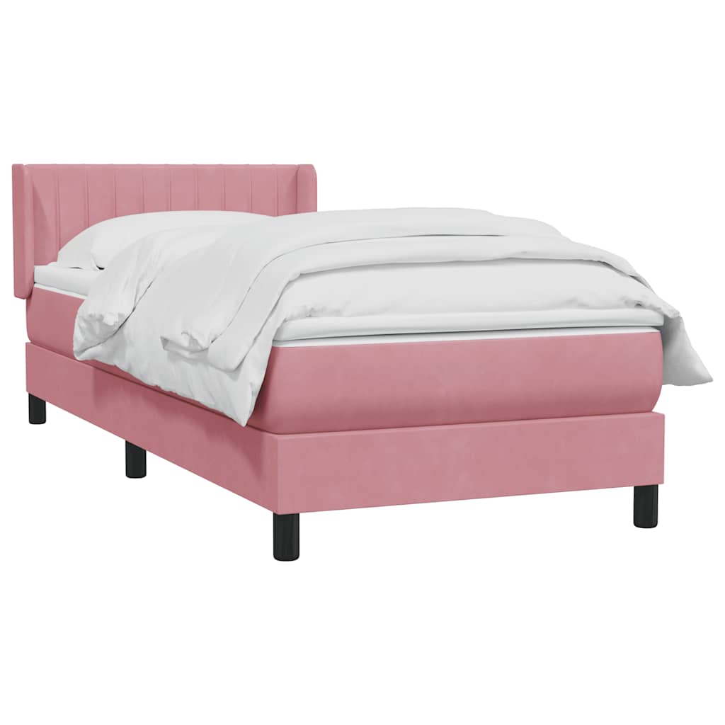 vidaXL Cama box spring con colchón terciopelo rosa 90x220 cm