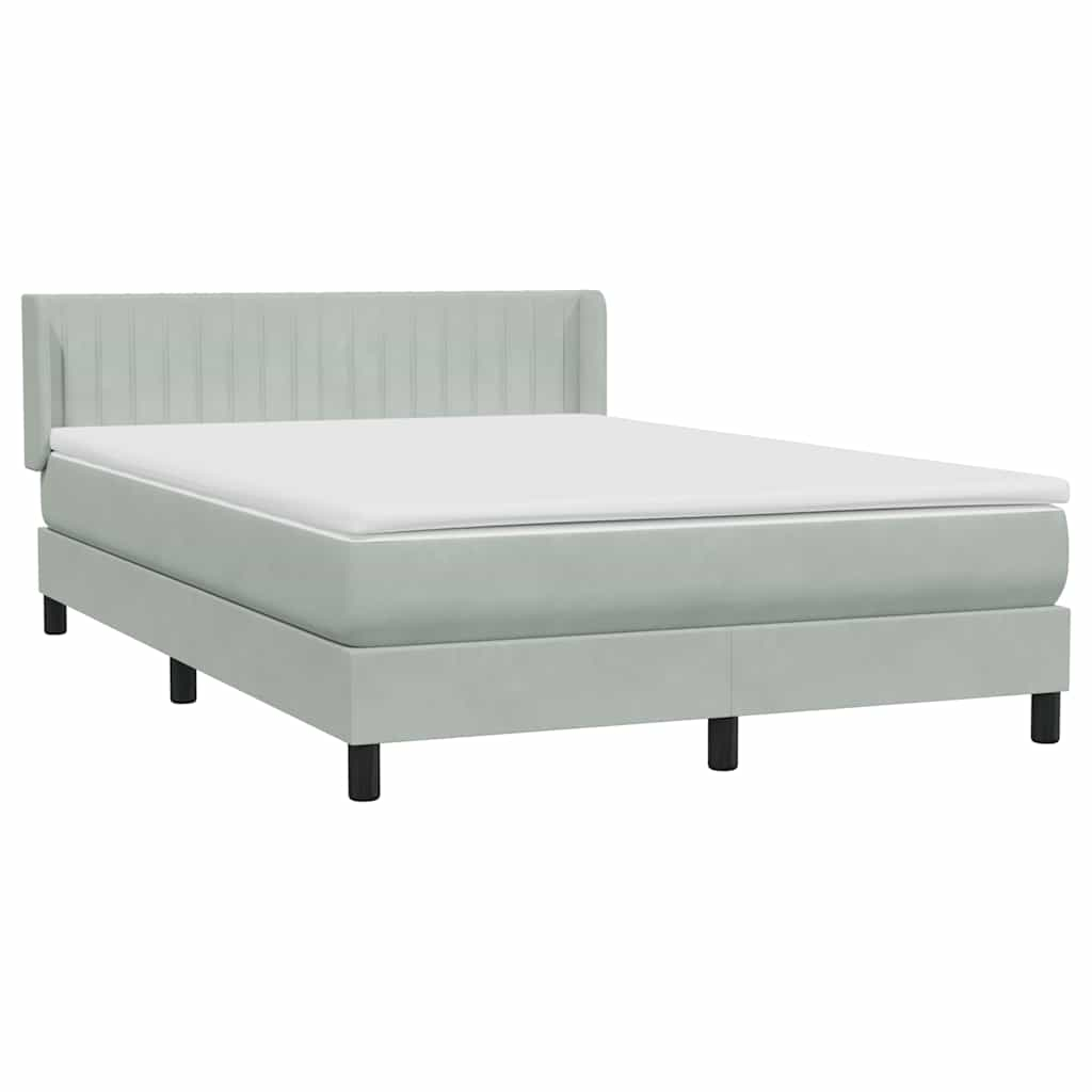 vidaXL Cama box spring con colchón terciopelo gris claro 140x220 cm