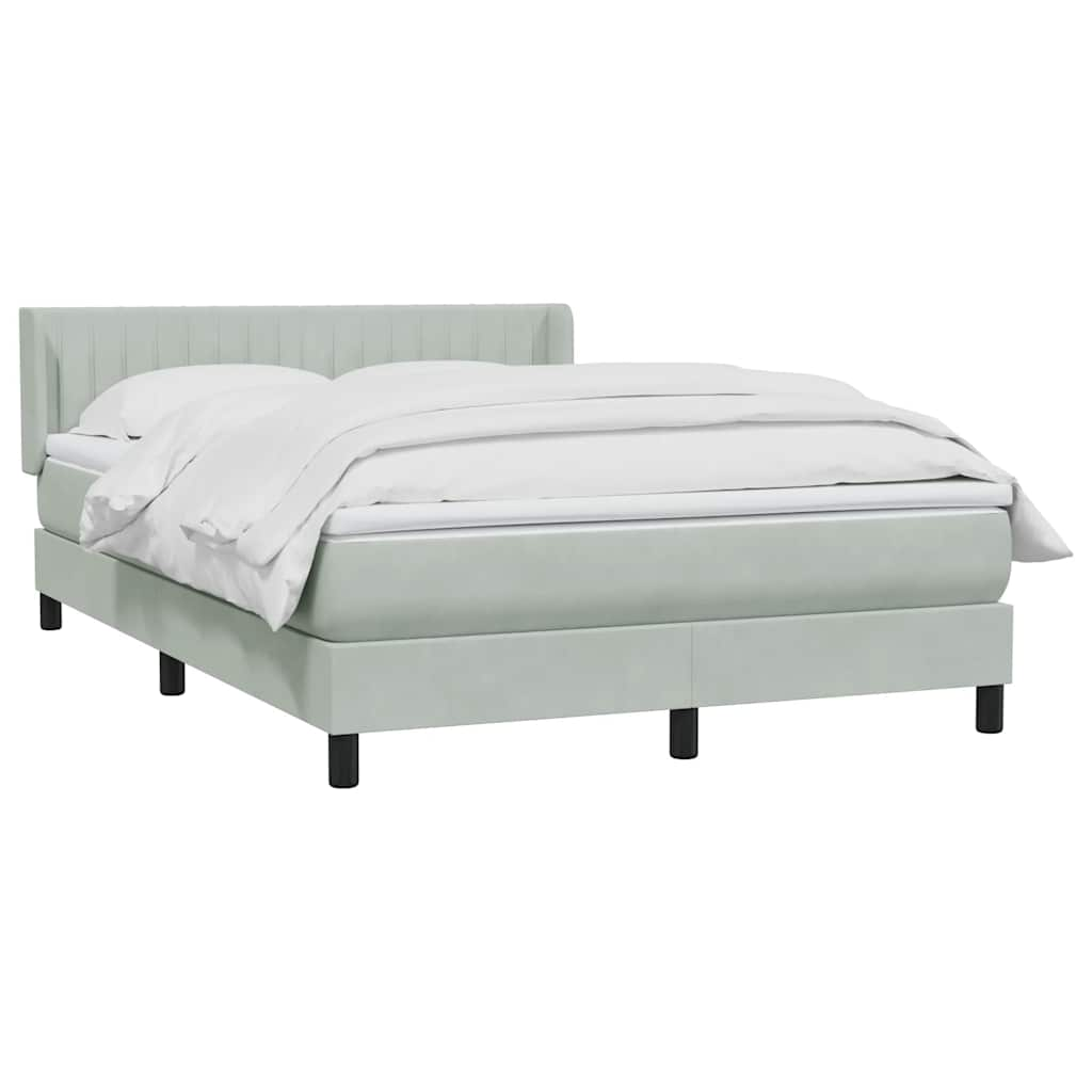 vidaXL Cama box spring con colchón terciopelo gris claro 140x220 cm