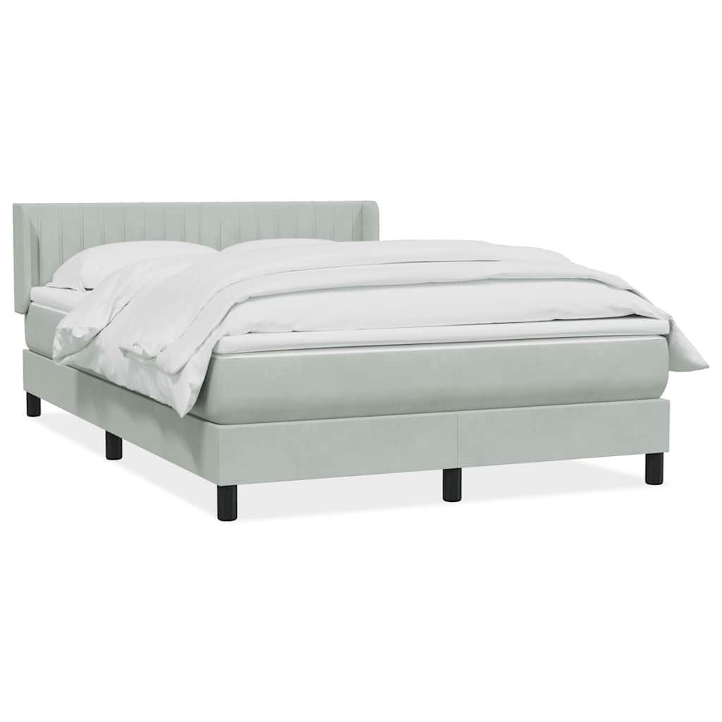 vidaXL Cama box spring con colchón terciopelo gris claro 140x220 cm