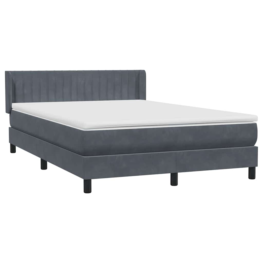 vidaXL Cama box spring con colchón terciopelo gris oscuro 140x220 cm