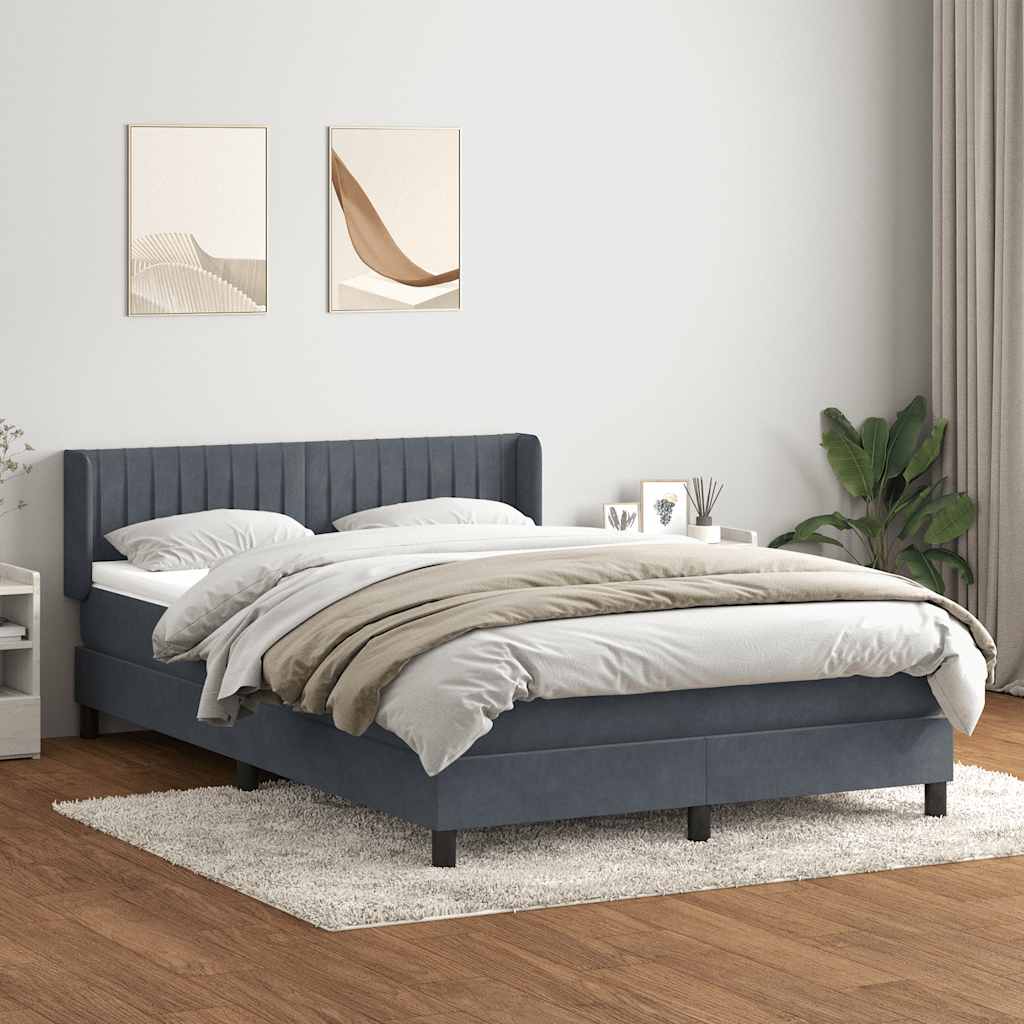 vidaXL Cama box spring con colchón terciopelo gris oscuro 140x220 cm