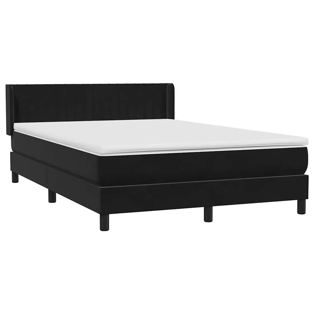 vidaXL Cama box spring con colchón terciopelo negro 140x220 cm