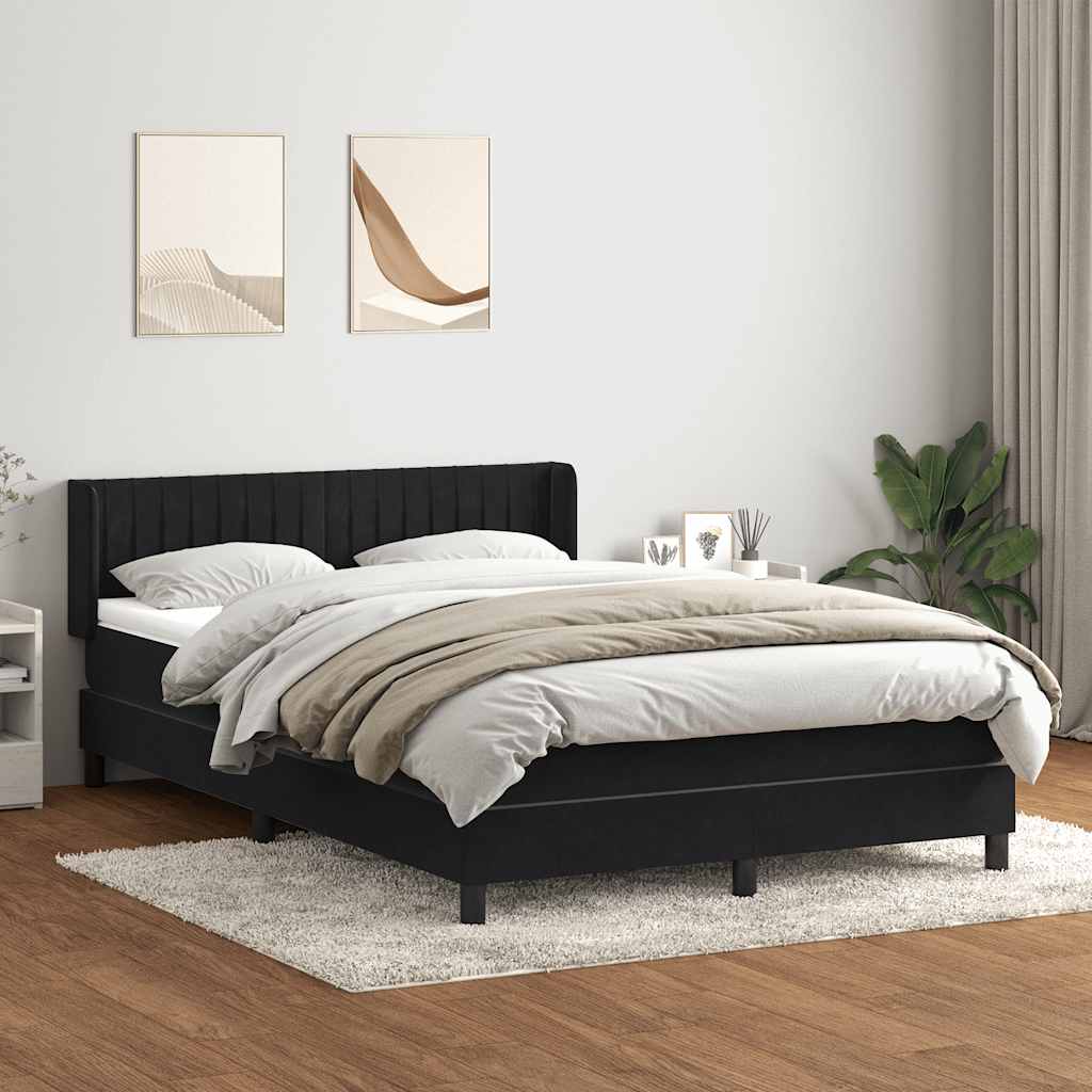 vidaXL Cama box spring con colchón terciopelo negro 140x220 cm