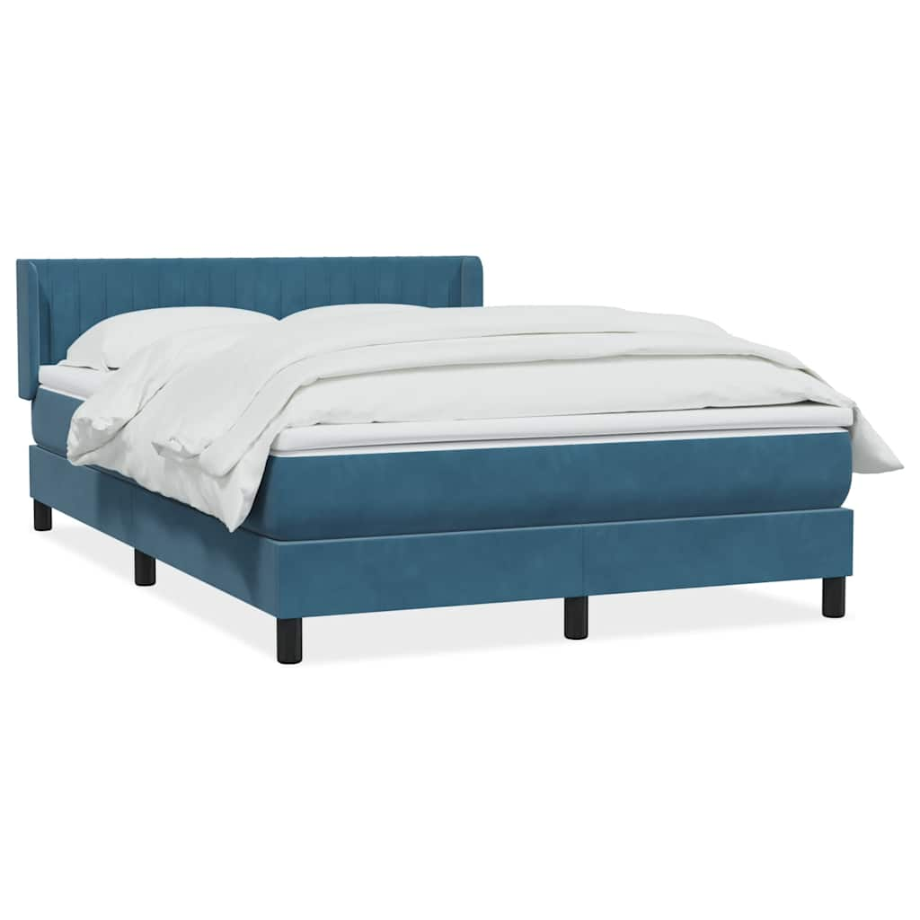 vidaXL Cama box spring con colchón terciopelo azul oscuro 140x220 cm