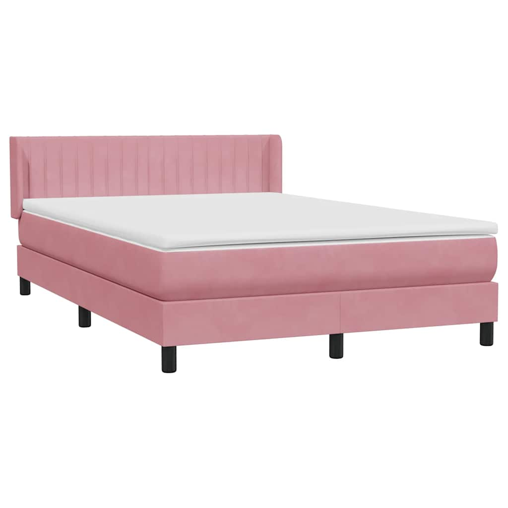 vidaXL Cama box spring con colchón terciopelo rosa 140x220 cm