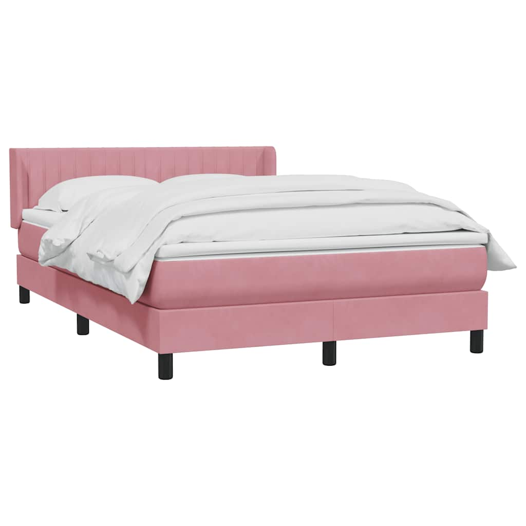 vidaXL Cama box spring con colchón terciopelo rosa 140x220 cm