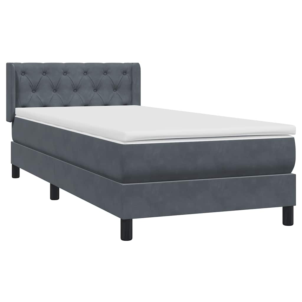 vidaXL Cama box spring con colchón terciopelo gris oscuro 80x220 cm