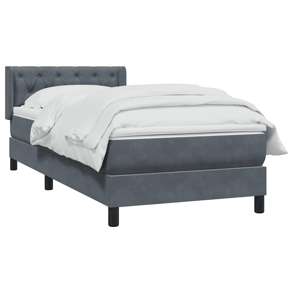 vidaXL Cama box spring con colchón terciopelo gris oscuro 80x220 cm