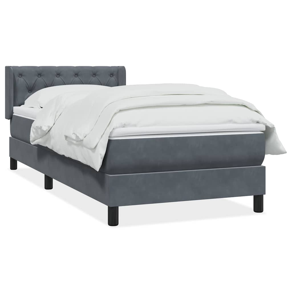 vidaXL Cama box spring con colchón terciopelo gris oscuro 80x220 cm