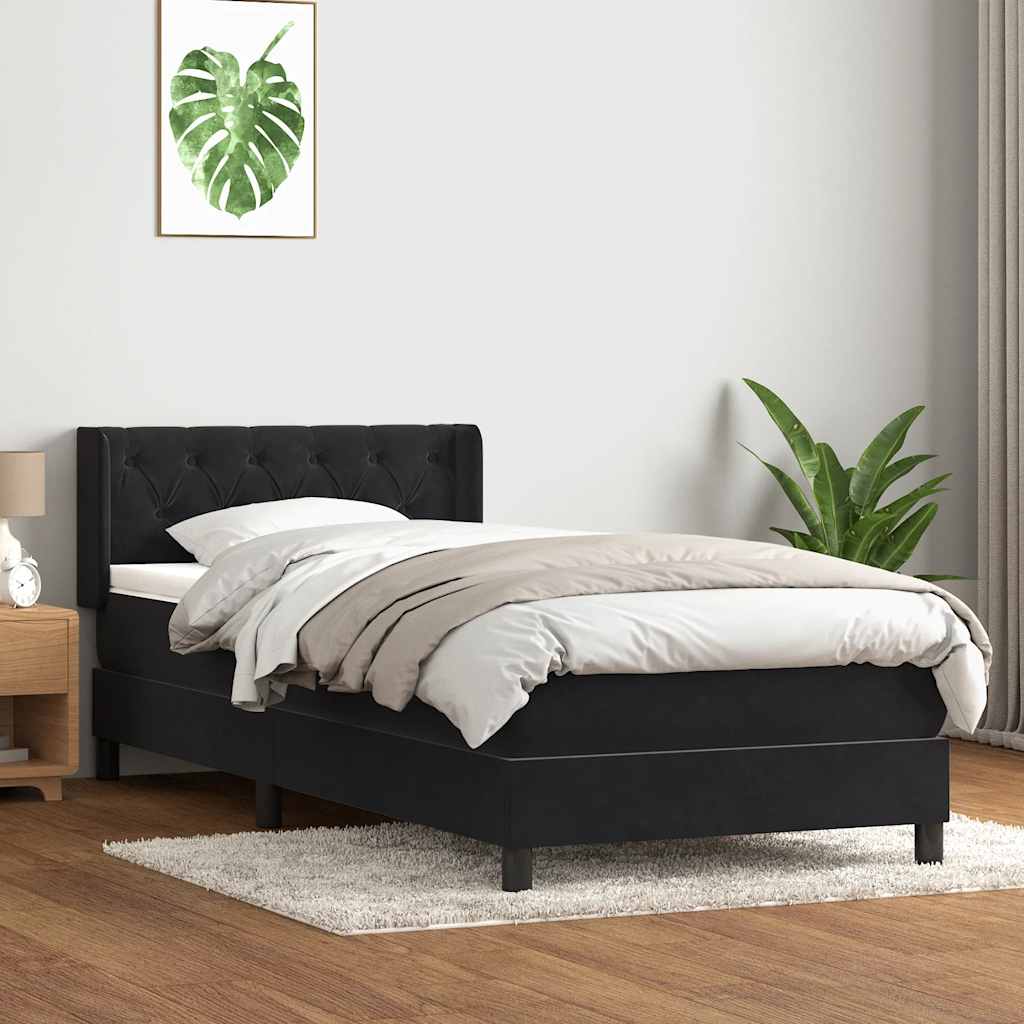 vidaXL Cama box spring con colchón cuero sintético negro 80x220 cm