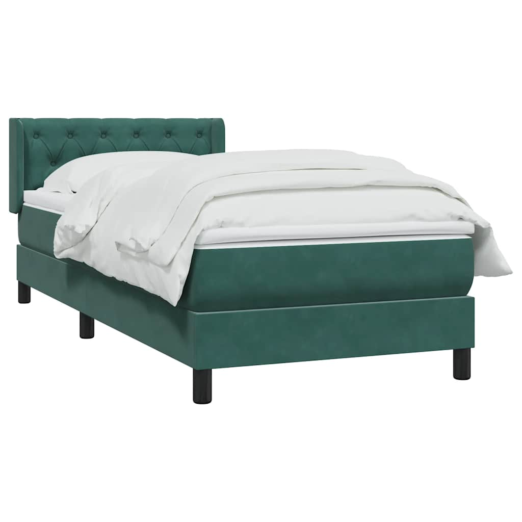 vidaXL Cama box spring con colchón terciopelo verde oscuro 80x220 cm