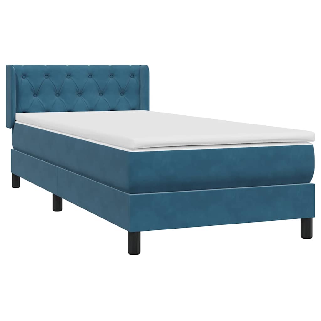 vidaXL Cama box spring con colchón terciopelo azul oscuro 80x220 cm