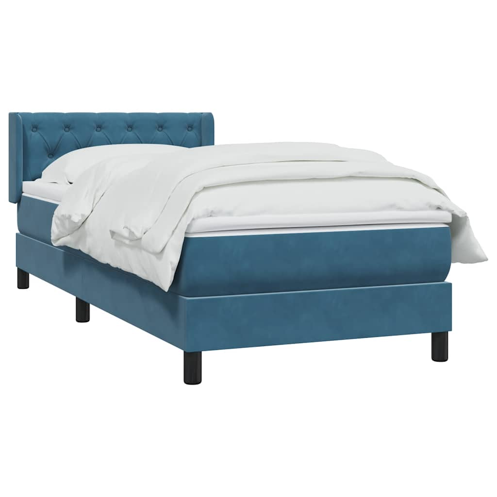 vidaXL Cama box spring con colchón terciopelo azul oscuro 80x220 cm