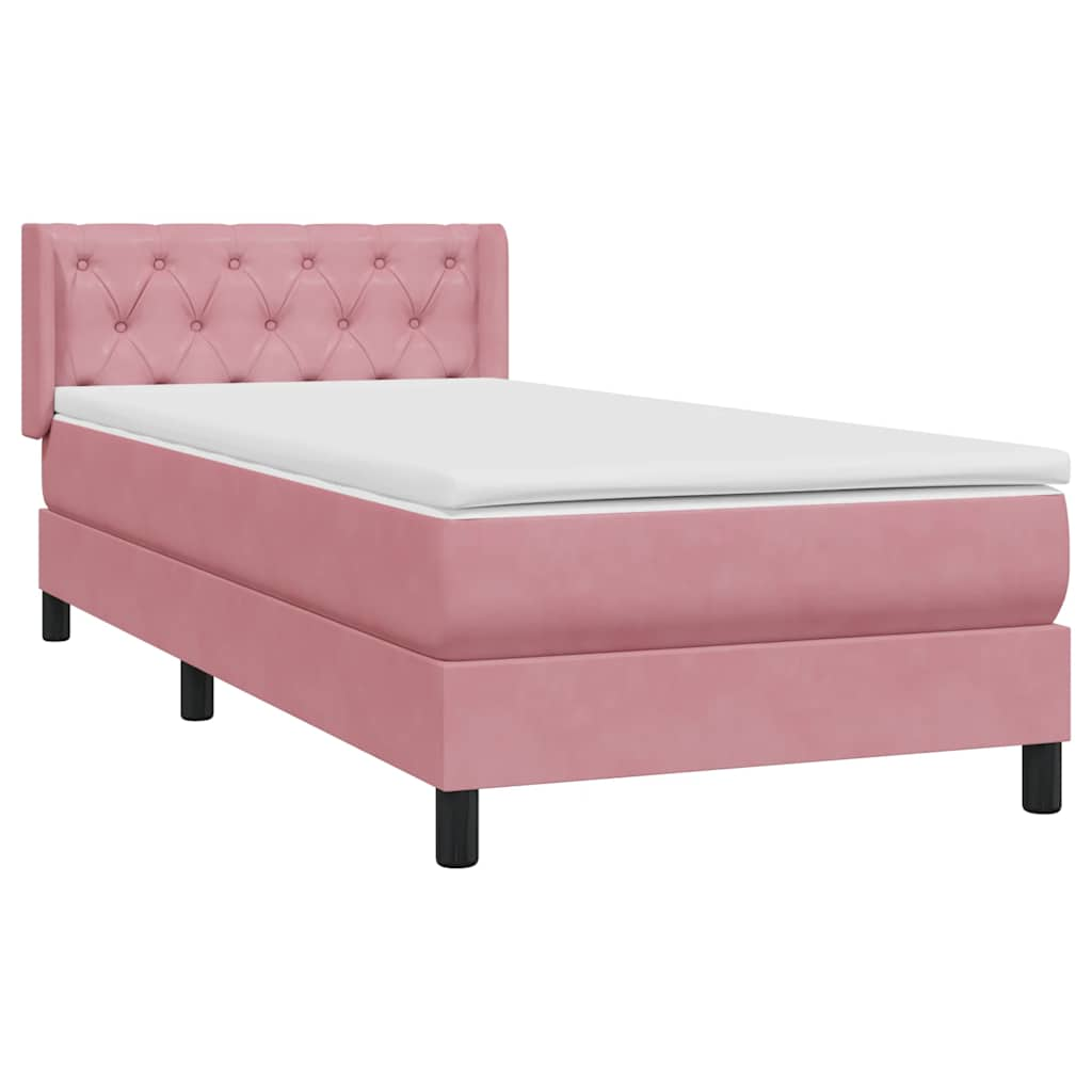 vidaXL Cama box spring con colchón terciopelo rosa 80x220 cm