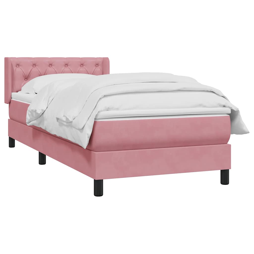 vidaXL Cama box spring con colchón terciopelo rosa 80x220 cm