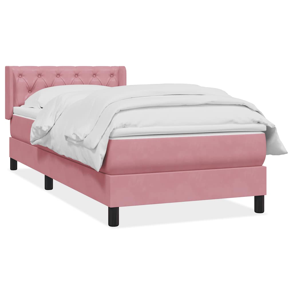 vidaXL Cama box spring con colchón terciopelo rosa 80x220 cm