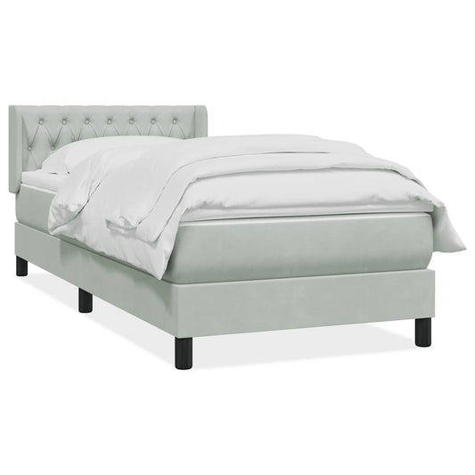 vidaXL Cama box spring con colchón terciopelo gris claro 90x220 cm