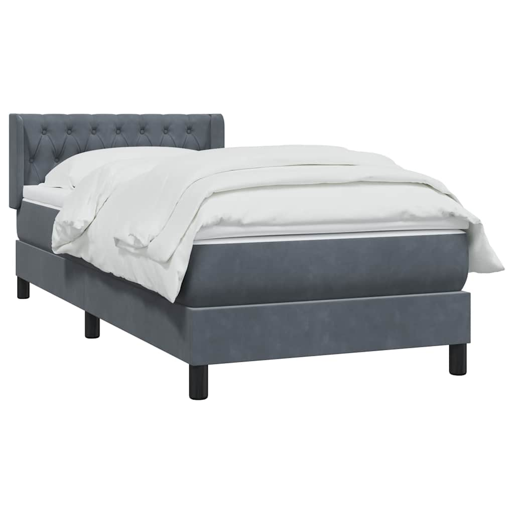 vidaXL Cama box spring con colchón terciopelo gris oscuro 90x220 cm