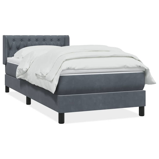 vidaXL Cama box spring con colchón terciopelo gris oscuro 90x220 cm