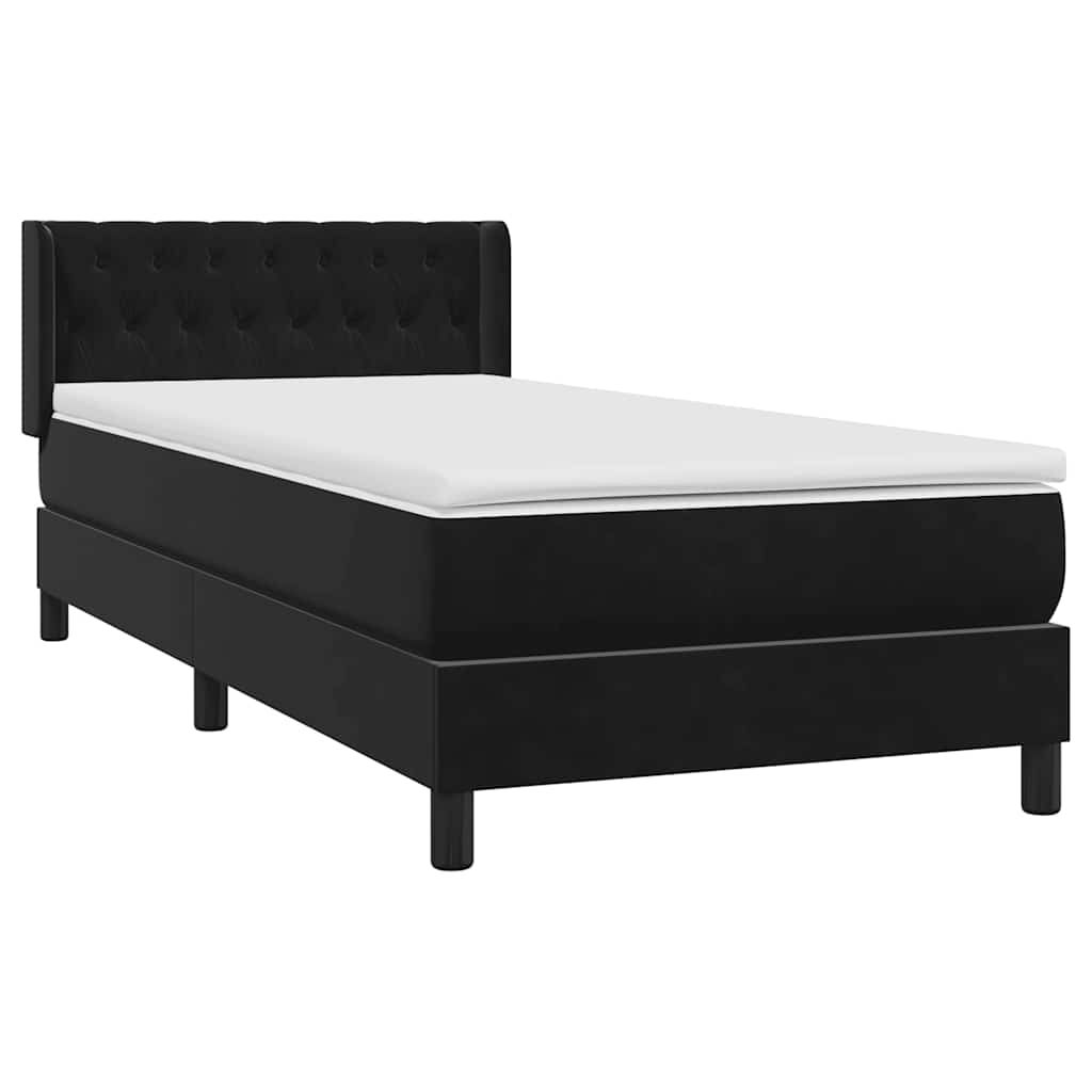 vidaXL Cama box spring con colchón terciopelo negro 90x220 cm