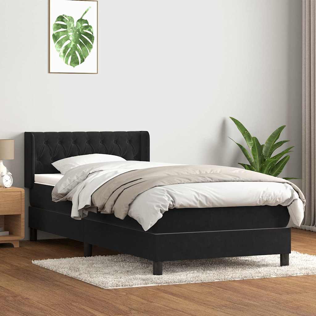 vidaXL Cama box spring con colchón terciopelo negro 90x220 cm