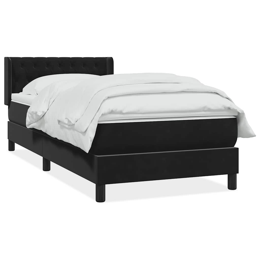 vidaXL Cama box spring con colchón terciopelo negro 90x220 cm