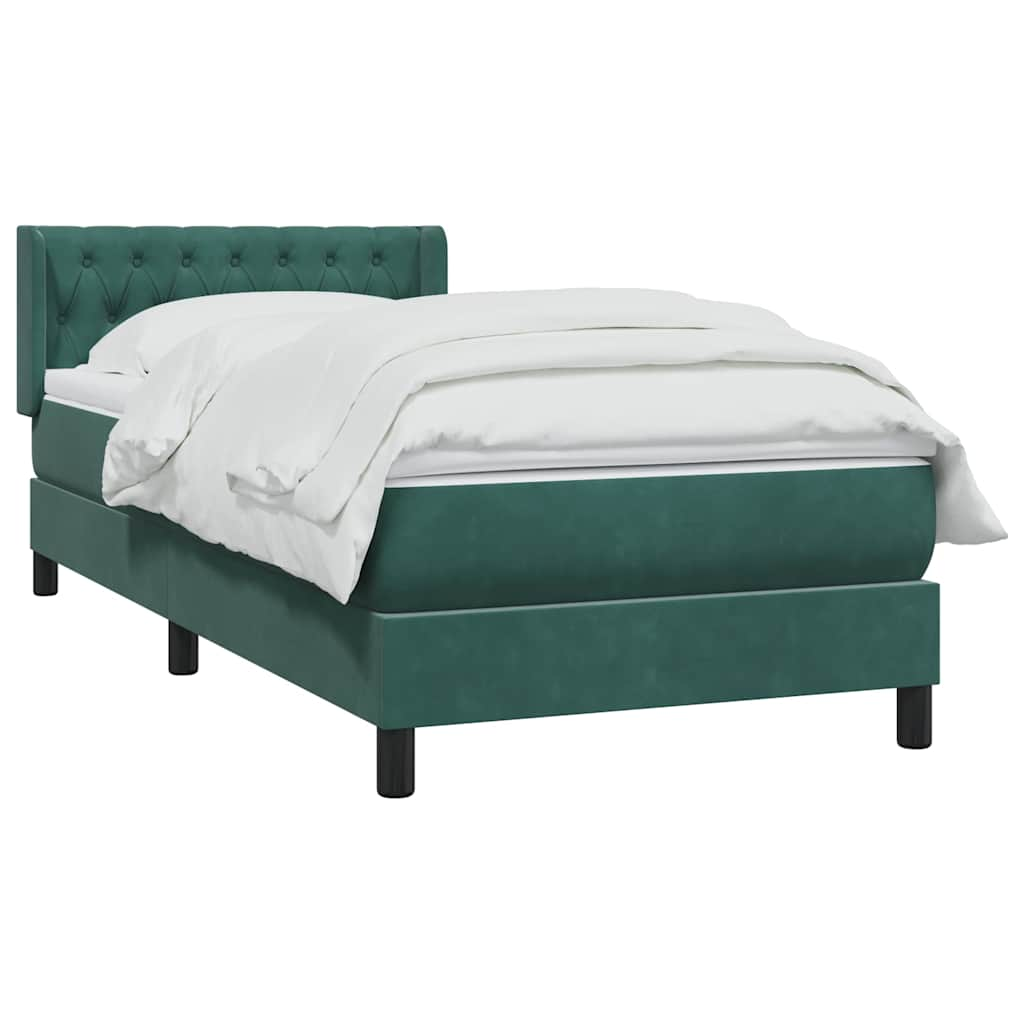 vidaXL Cama box spring con colchón terciopelo verde oscuro 90x220 cm