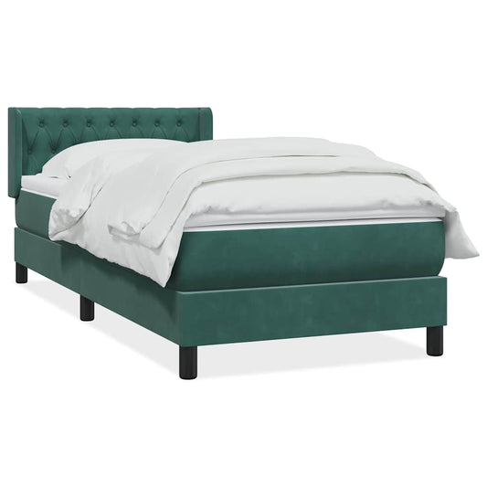 vidaXL Cama box spring con colchón terciopelo verde oscuro 90x220 cm