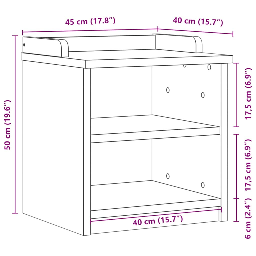 vidaXL Banco de recibidor SANDNES madera maciza de pino 45x40x50 cm