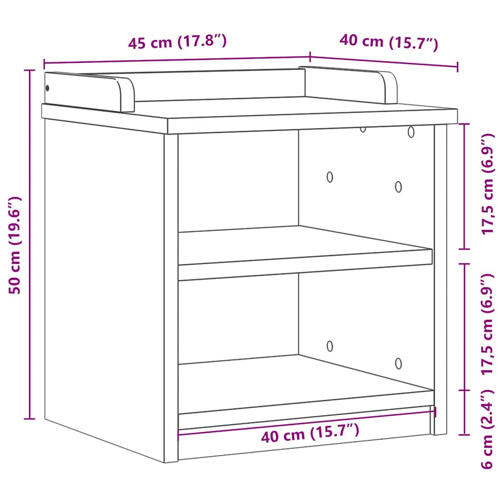 vidaXL Banco de recibidor SANDNES madera maciza de pino 45x40x50 cm