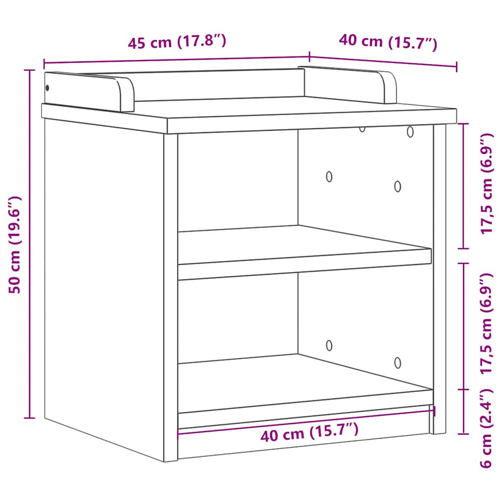 vidaXL Banco de recibidor SANDNES madera maciza pino blanco 45x40x50cm