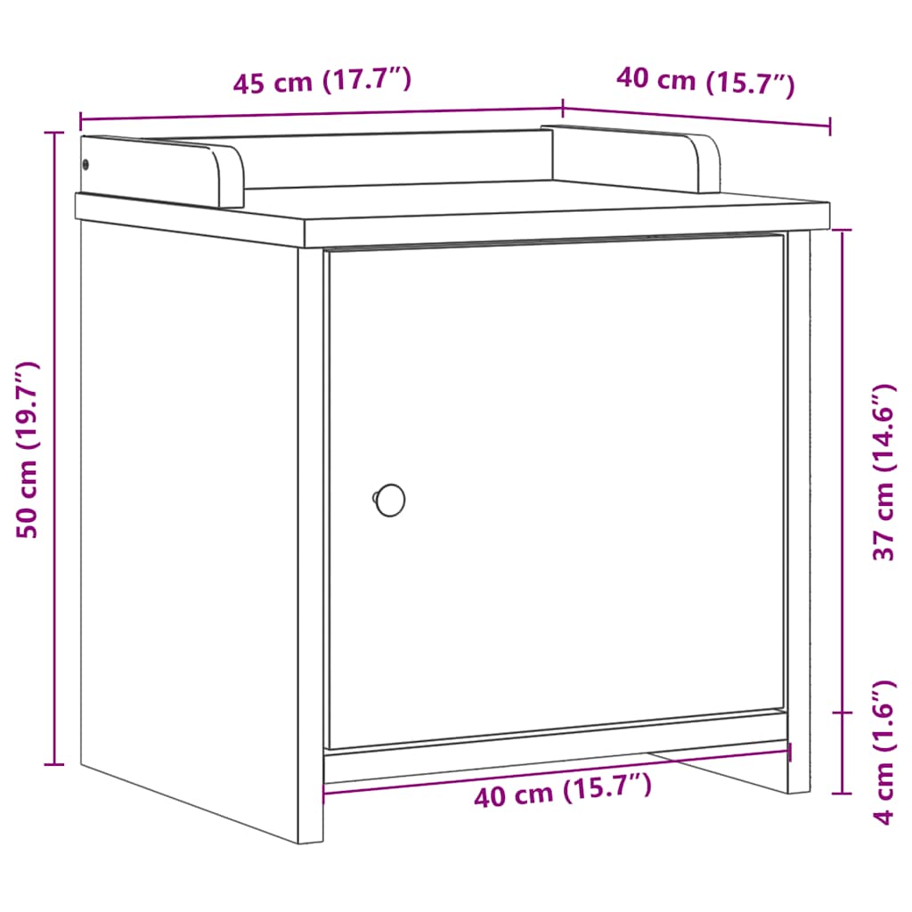 vidaXL Banco de recibidor SANDNES madera maciza de pino 45x40x50 cm