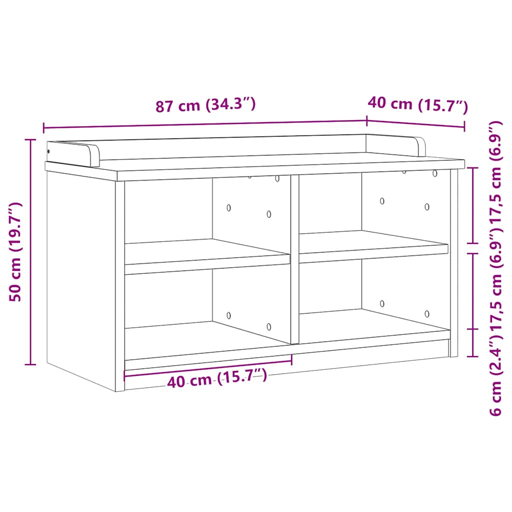 vidaXL Banco de recibidor SANDNES madera maciza de pino 87x40x50 cm