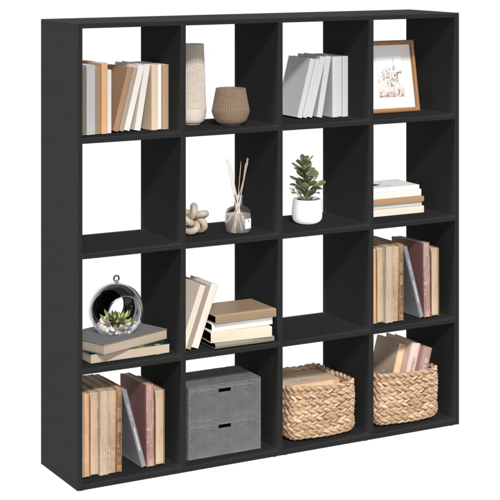 vidaXL Estantería librería madera ingeniería negra 137,5x29x137,5 cm