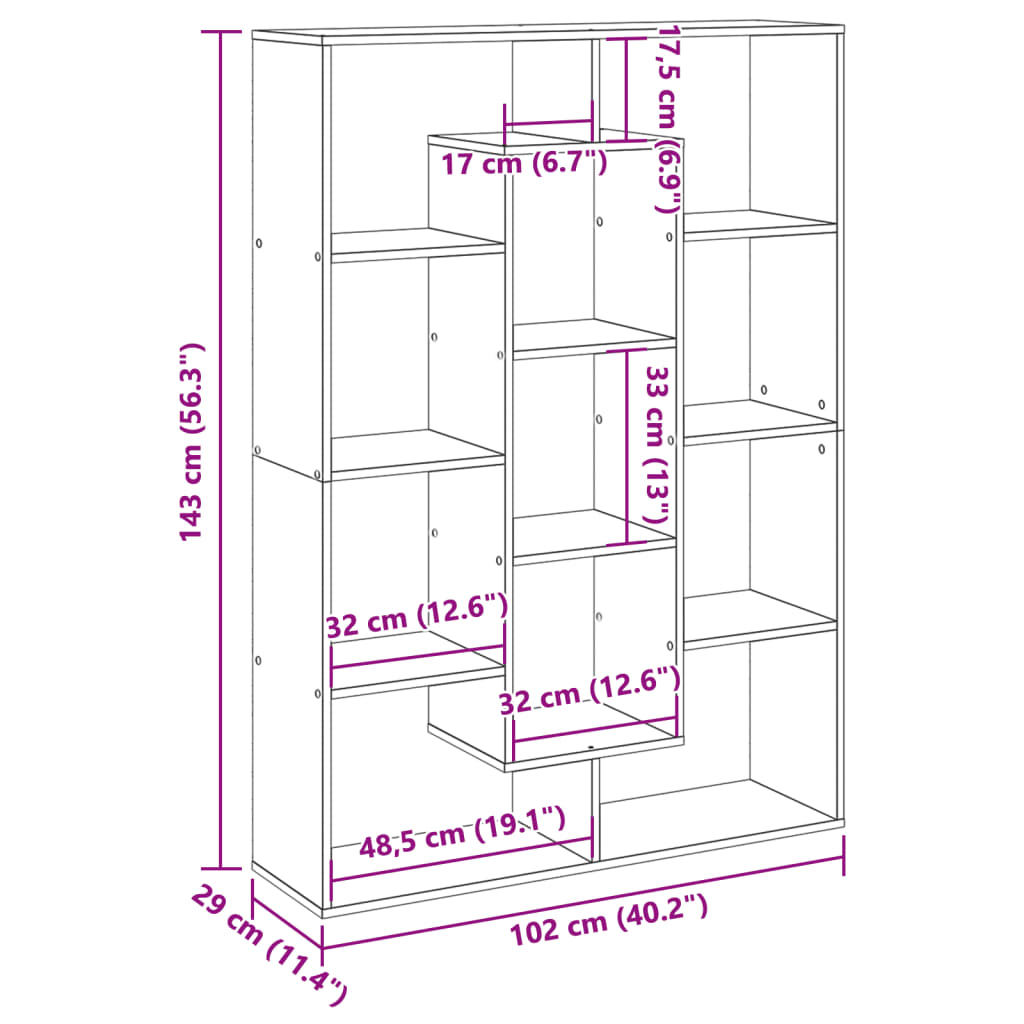 vidaXL Estantería librería madera de ingeniería blanca 102x29x143 cm