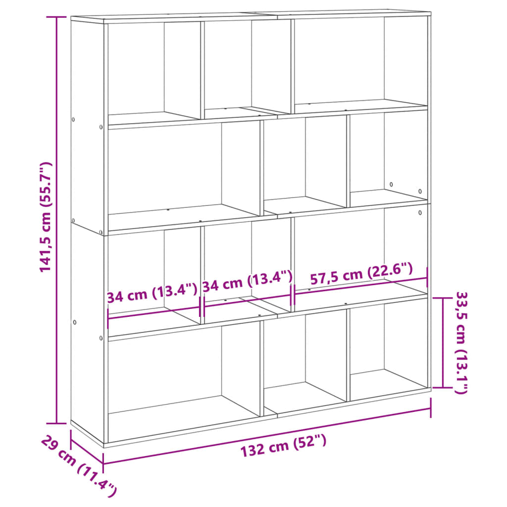 vidaXL Estantería librería madera de ingeniería blanca 132x29x141,5 cm