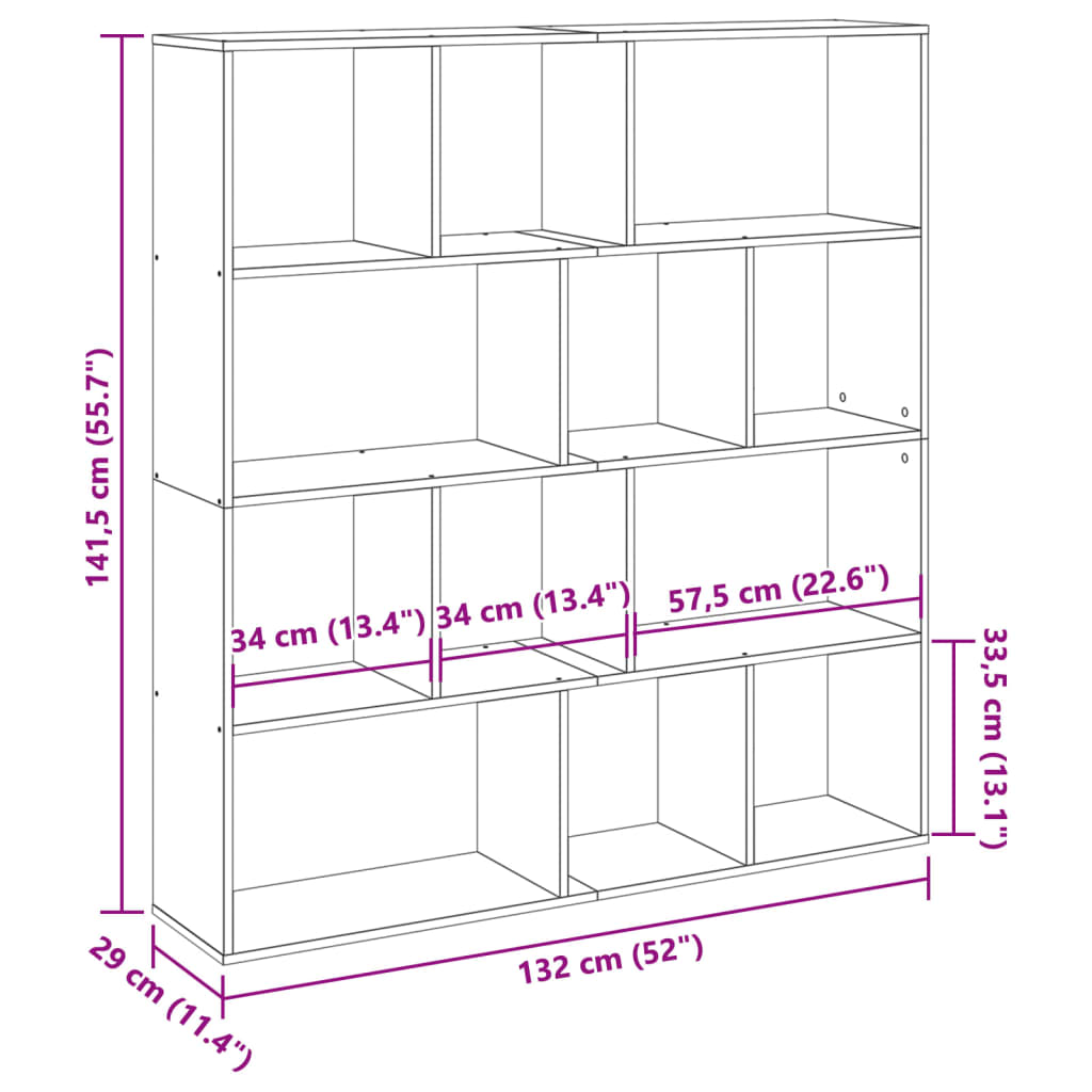 vidaXL Estantería madera de ingeniería roble artisian 132x29x141,5 cm