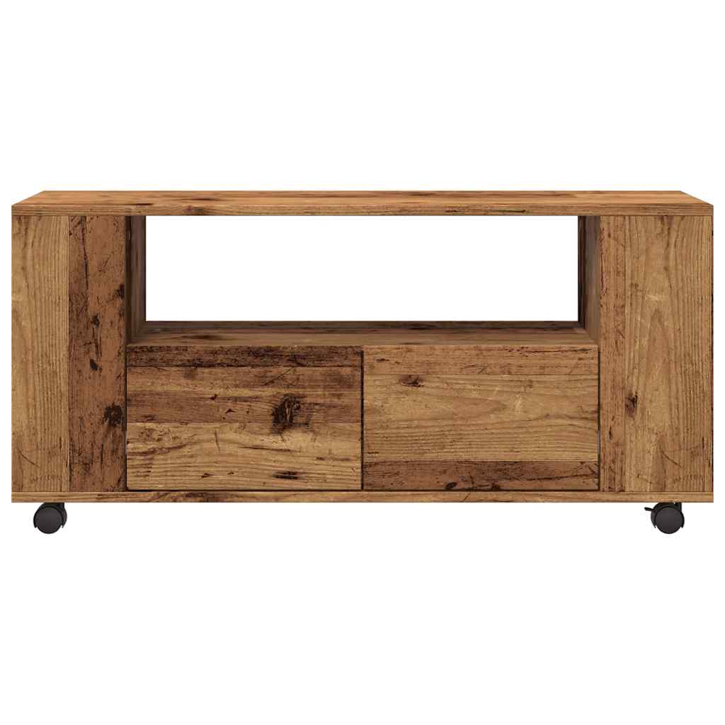 vidaXL Mueble TV con ruedas madera ingeniería envejecida 102x34,5x43cm